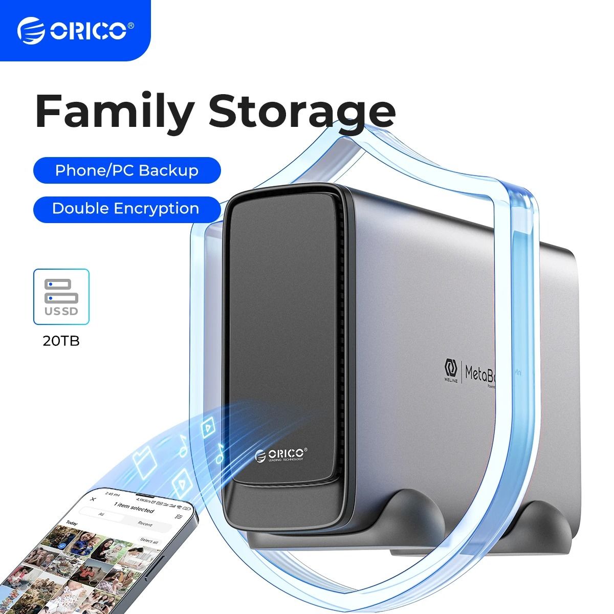ORICO Mini Type C Network Attached Storage Box Personal Diskless NAS For Automatic Backup And Remote Access kr