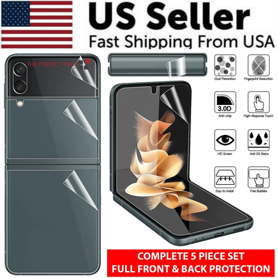 For Samsung Galaxy Z Flip 3 5G Soft Hydrogel Screen Protector Film + HD Lens Cover Full Coverage Anti Scratch TPU Front For Samsung Galaxy Z Flip 3 5G Soft Hydrogel Screen Protector Film + HD Lens Cover Full Coverage Anti Scratch TPU Front