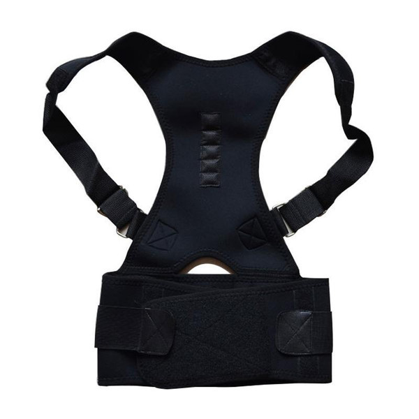 Magnetic Therapy Posture Corrector Adjustable Back Brace For Pain Relief | Ideal Health Gift Black L