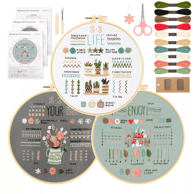 Embroidery Kit Art Craft Sewing Set, DIY Cross Stitch Starter Kit For Beginners With Floral Patterns Embroidery Kit Art Craft Sewing Set, DIY Cross Stitch Starter Kit For Beginners With Floral Patterns