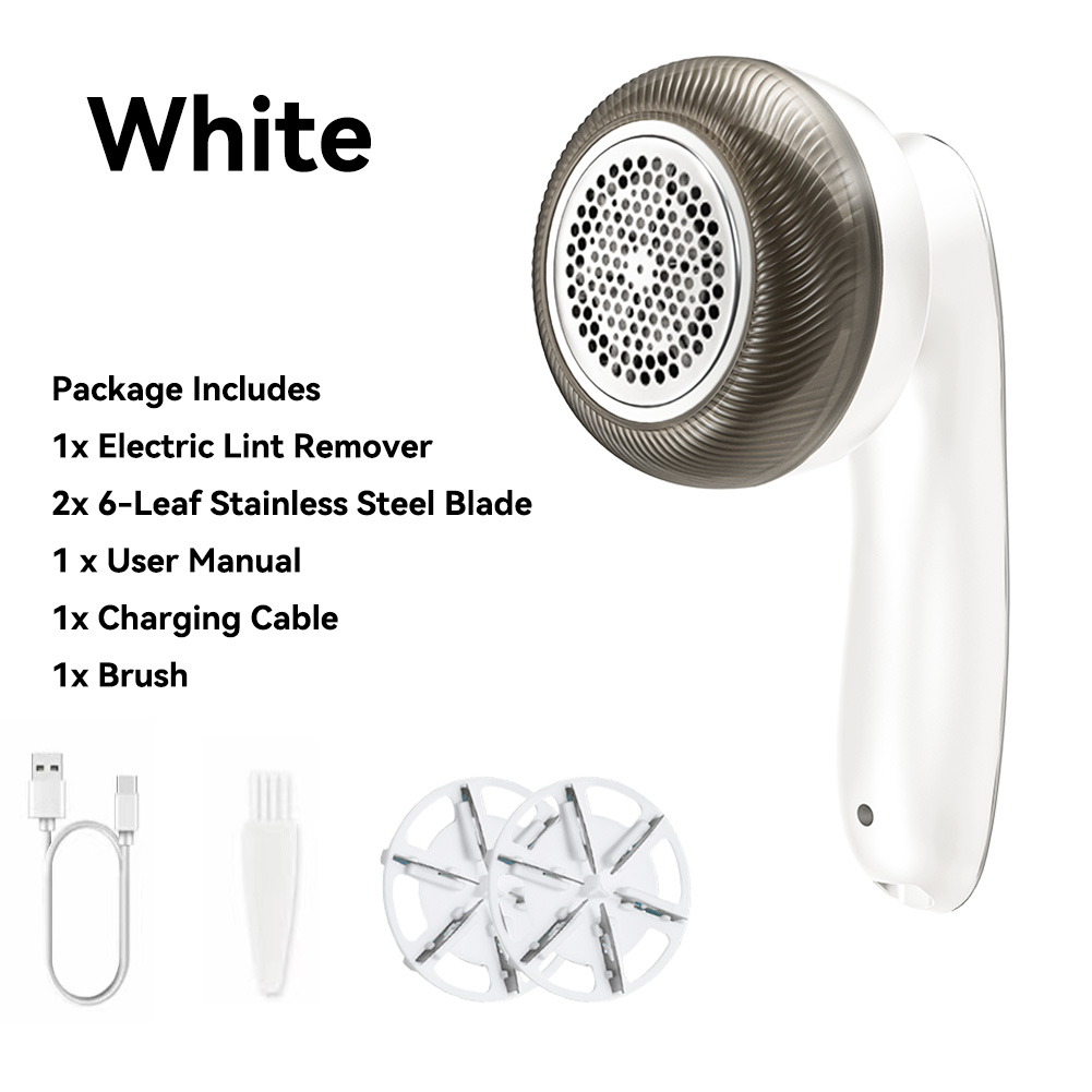 Rechargeable Electric Fabric Shaver With Digital Display, Portable Lint Remover For Clothing, Fluff, Fuzz & Hair Balls white