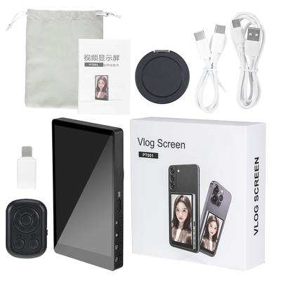 Wireless Magnetic Smartphone Monitor Screen, Vlog Live Stream Video Recording Tool For IPhone & Android Devices black