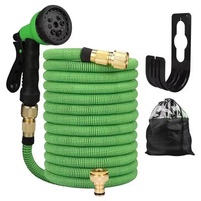 Expandable Garden Water Hose With High Pressure Double Metal Connectors 75 Ft (22 M Extended) green