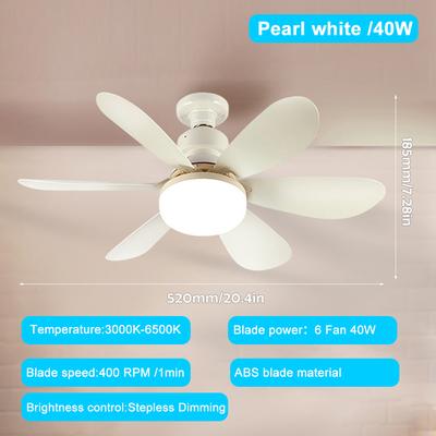 Smart LED Ceiling Fan Light, E26 E27 Base 2040W With Wireless Remote And 3 Lighting Modes For Living Room & Home 52cm White