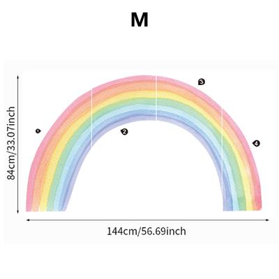Large Rainbow Pastel Wall Stickers Mural, Nursery Kids Room Wall Decals, Baby Shower Playroom Decorations, Baby Boy Girl rnw02 m as Picture Shows