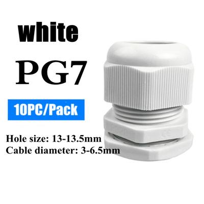 Waterproof Nylon Cable Gland Connector Joint, Cable Entry Fitting For Electrical Boxes, Panels, And Junction Enclosure pg7 White 10pcs