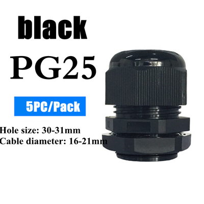 Waterproof Nylon Cable Gland Connector Joint, Cable Entry Fitting For Electrical Boxes, Panels, And Junction Enclosure pg25 Black 5pcs