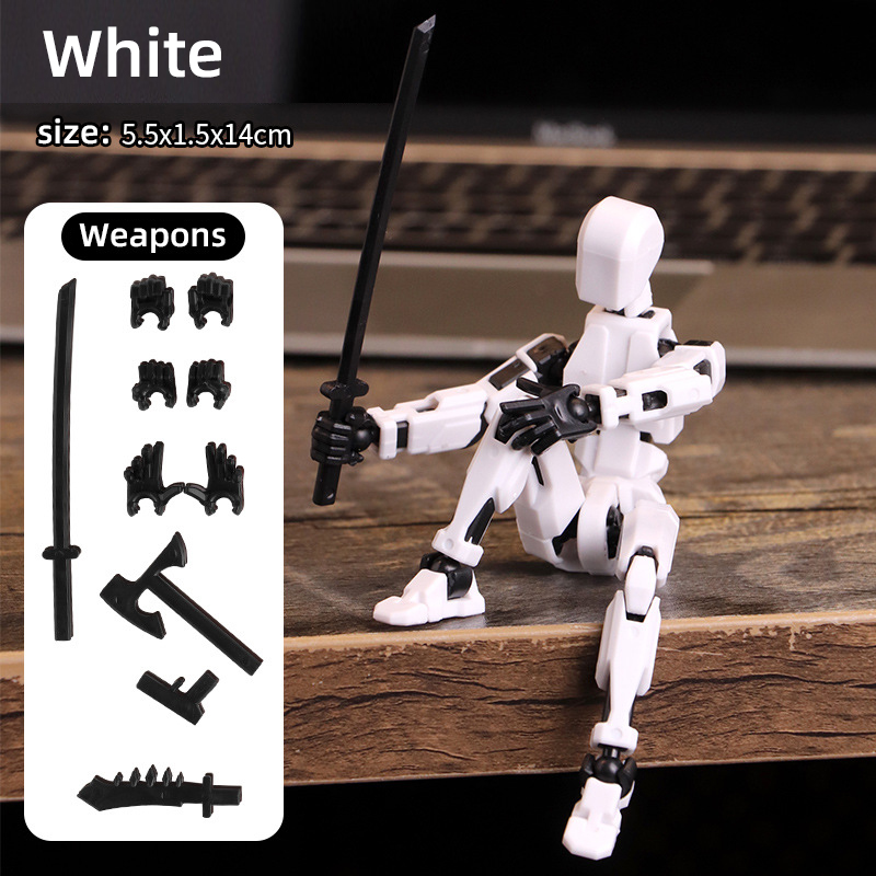 3D Printed Shapeshift Robot, Multi Jointed Movable Figure Toy For Kids, Adults & Creative Play, Perfect Gift Idea white