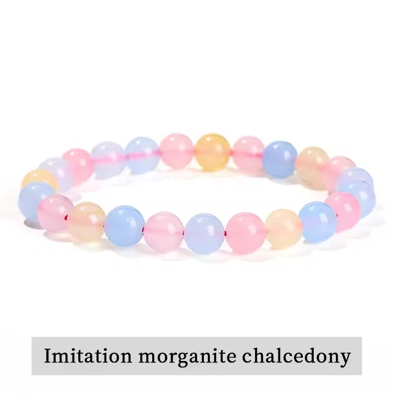 Natural Stone Bead Bracelet With Amethyst Tiger Eye And Crystal Quartz 6mm imitation Morganite