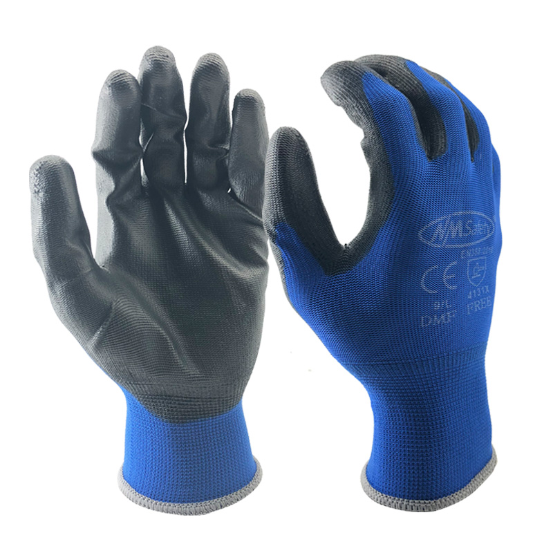 Nylon Protective Work Gloves For Men & Women, Construction, Gardening, Running, Safety Grip Working Gloves pu1350nv Dmf12 l