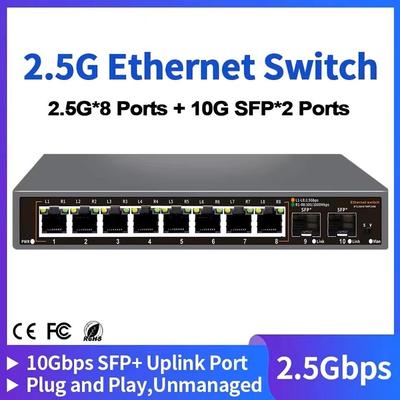 10 Port 2.5G Ethernet Network Switch With Dual 10G SFP Uplinks For IP Camera And High Speed LAN 10 Port 2.5G Ethernet Network Switch With Dual 10G SFP Uplinks For IP Camera And High Speed LAN