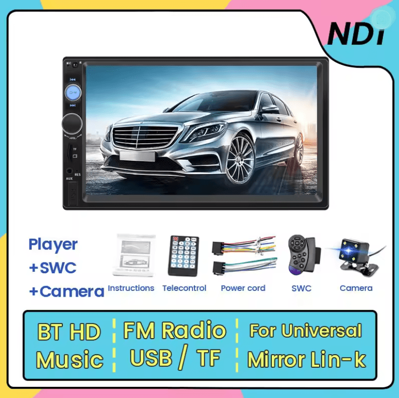 MEKEDE 7 Inch Touch Screen 2 Din Car Stereo With Bluetooth And USB Multimedia Support nd1 Player Cam Swc