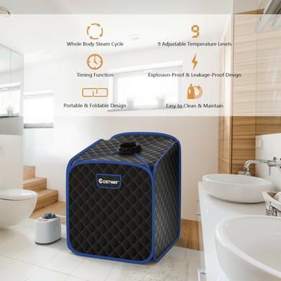 2L Portable Folding Steam Sauna Spa Tent 9 Temp Adjustable With Chair & Detox Kit 2L Portable Folding Steam Sauna Spa Tent 9 Temp Adjustable With Chair & Detox Kit