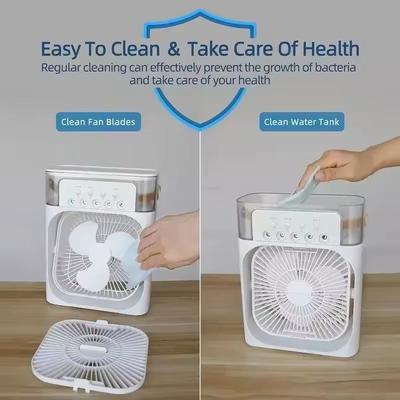 3 in 1 Portable Air Conditioner Fan With LED Night Light & Humidifier white