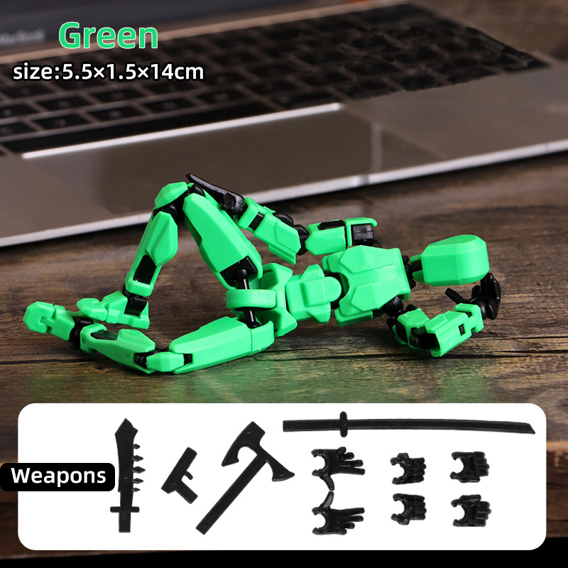 3D Printed Shapeshift Robot, Multi Jointed Movable Figure Toy For Kids, Adults & Creative Play, Perfect Gift Idea green