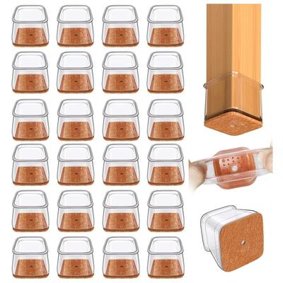Square Chair Leg Floor Protectors Silicone Furniture Pads For Hardwood Floors, Furniture Sliders For Chair Legs, Durable l