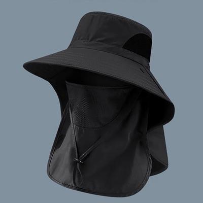 UV Protection Summer Sun Hat For Men & Women Fishing, Hunting, Hiking & Camping Bucket Hat With Neck Flap black