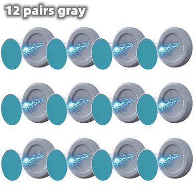 Strong Magnetic Hooks Wall Mount Invisible Holder For Remote, Keys & Fridge Sticker Storage Home Organizer Hooks 12 Pairs Gray