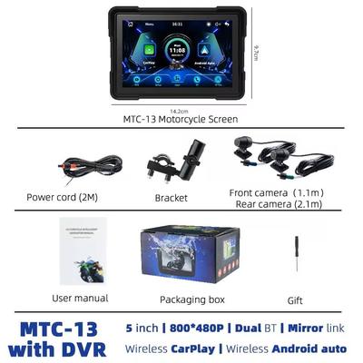 5 Inch Wireless CarPlay Android Auto Motorcycle GPS Display Portable Dashboard Screen mtc 13 dvr