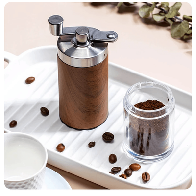 BrewCraft Manual Coffee Grinder Portable Wood Grain Hand Crank Bean Mill wood