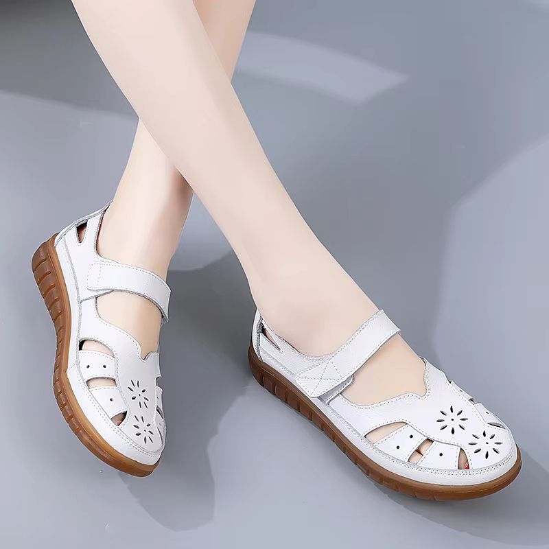 Women Breathable Leather Roman Sandals Non Slip Casual Summer Shoes For Everyday Comfort blue 10