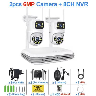 Wireless CCTV Security Camera System With Dual Lens Cameras And 8CH NVR 8ch Nvr + 2 Cam 1tb