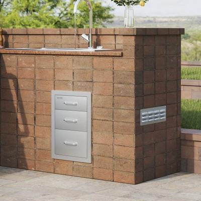 Outdoor Kitchen Drawers, Heavy Duty Stainless Steel Triple Storage With Handle Outdoor Kitchen Drawers, Heavy Duty Stainless Steel Triple Storage With Handle