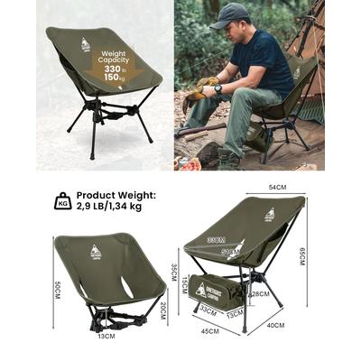 Foldable Camping Chair, Lightweight Fabric & Alloy Frame, Compact Triangle Framed Outdoor Hiking Seat green