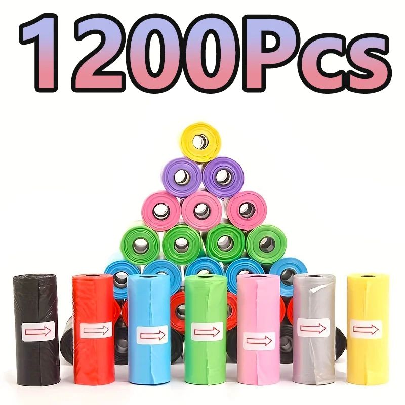 Leak Proof Dog Waste Bags With Cartoon Paw Print, Random Color Pet Poop Bags, Durable Pet Supplies For Cleaning purple 2 Rolls 30 Bags