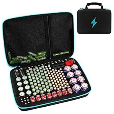 Battery Organizer Storage Box With Tester For AA AAA 9V C D Batteries Home Garage Holder Case black And Blue