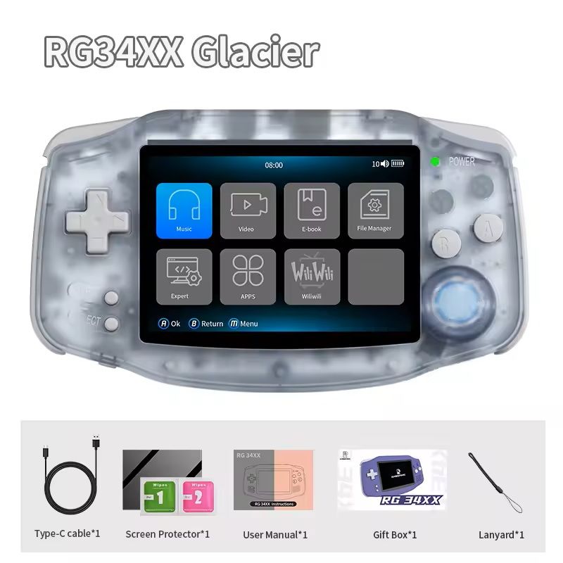 Retro Handheld Game Console With WiFi And TV Output glacier 64gb