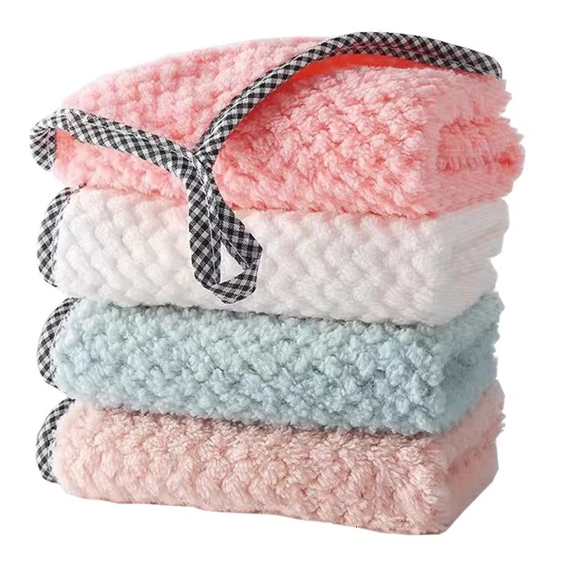 HangEase Microfiber Kitchen Towels Absorbent, Hangable Cleaning Cloths For Dishware & Household Use random Color 5pcs