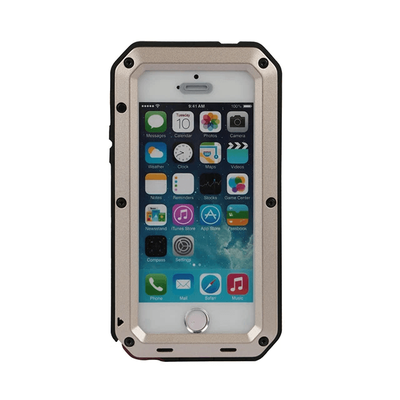 Shockproof Aluminum Metal Armor Case Cover With Tempered Glass For IPhone, Heavy Duty Protection gold iphone 7 Plus