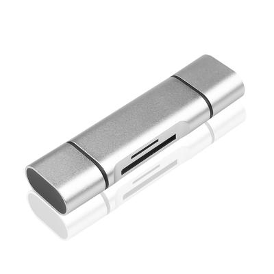 Multifunctional 6 In 1 USB To Type C Micro USB OTG Card Reader, Universal SD TF Adapter High Speed Transfer For Phone 5 In1 Card Silver