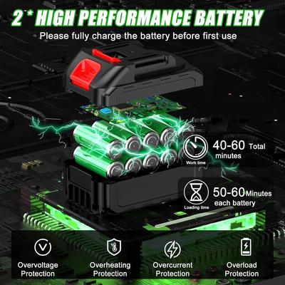 Premium 3 in 1 Cordless Lawn Trimmer And Weed Wacker With Dual Batteries Grass Edger And Brush Cutter battery us Plug Type two Batteries