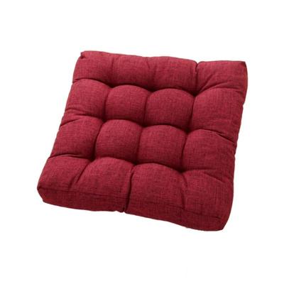Square Large Floor Pillows Seating For Adults, Tufted Cotton Linen Lumbar Support Pillow For Yoga Tatami & Meditation red m