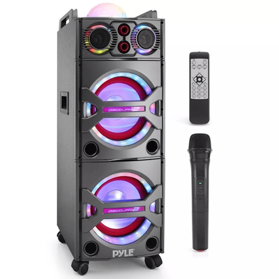 Pyle Bluetooth Karaoke PA Speaker With Mic, USB SD, FM Radio & LED Lights Pyle Bluetooth Karaoke PA Speaker With Mic, USB SD, FM Radio & LED Lights
