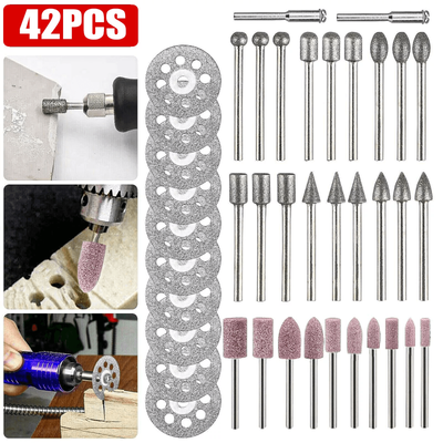 42Pcs Rotary Tool Bit Set For Dremel, Glass Grinding Cutting Carving Polishing Kit For Metal, Stone, Ceramic And Wood 42Pcs Rotary Tool Bit Set For Dremel, Glass Grinding Cutting Carving Polishing Kit For Metal, Stone, Ceramic And Wood