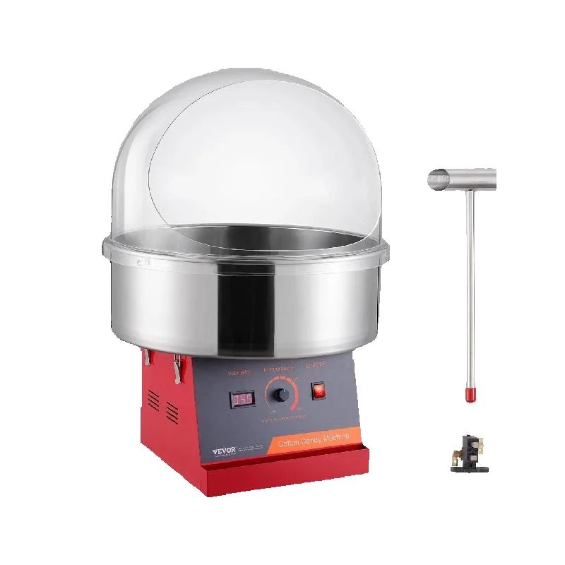 Heavy Duty Electric Cotton Candy Machine Candy Floss Maker, Commercial Cotton Candy Machine, Stainless Steel Bowl Scoop red