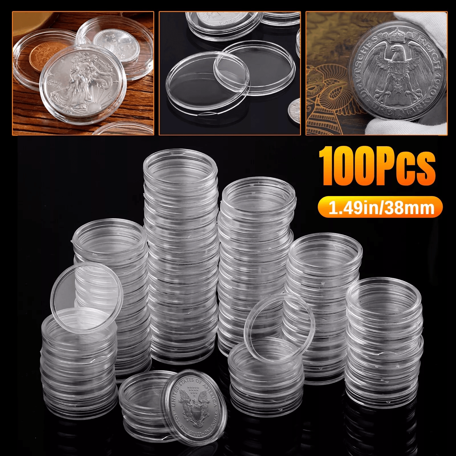 Coin Holder Capsule Case, Storage Box For Morgan, Peace And Ike Silver Dollar Coins, Secure, Dust Proof Display Solution Coin Holder Capsule Case, Storage Box For Morgan, Peace And Ike Silver Dollar Coins, Secure, Dust Proof Display Solution