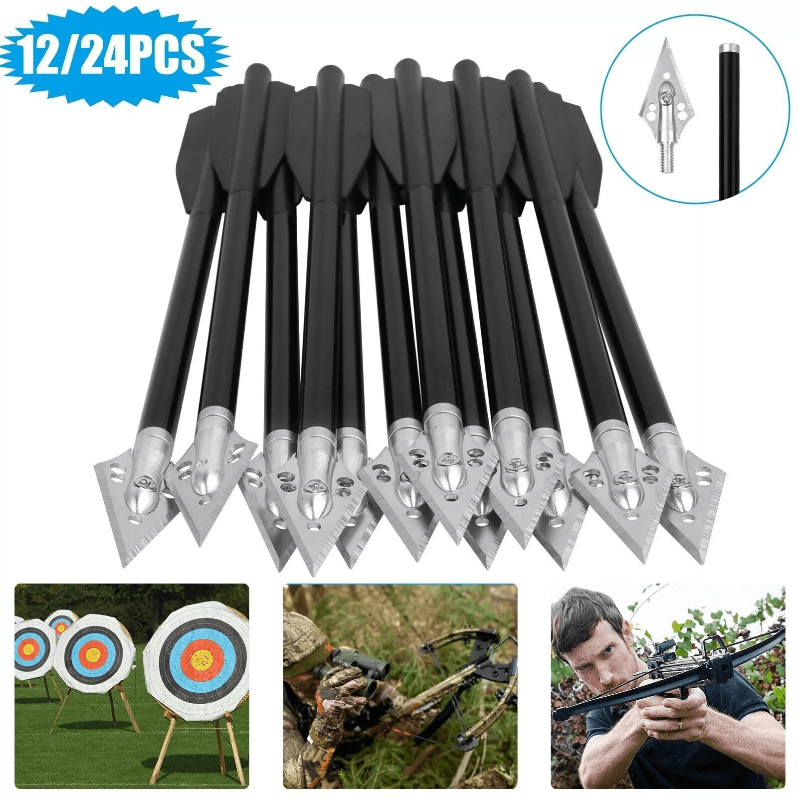 Hunting Crossbow Bolts Metal Archery Arrows For 50 80lbs Mini Crossbow Hunting 12pcs