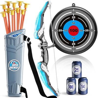 Kids Bow And Arrow Set LED Light Up Toy Archery Set For Outdoor Adventure & Sports Fun blue Bow And Arrow