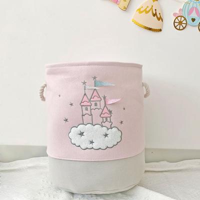 Large Pink Laundry Basket For Kids, Foldable Fabric Toy Storage With Handles, Cute Cartoon Castle Design, Nursery Hamper Large Pink Laundry Basket For Kids, Foldable Fabric Toy Storage With Handles, Cute Cartoon Castle Design, Nursery Hamper
