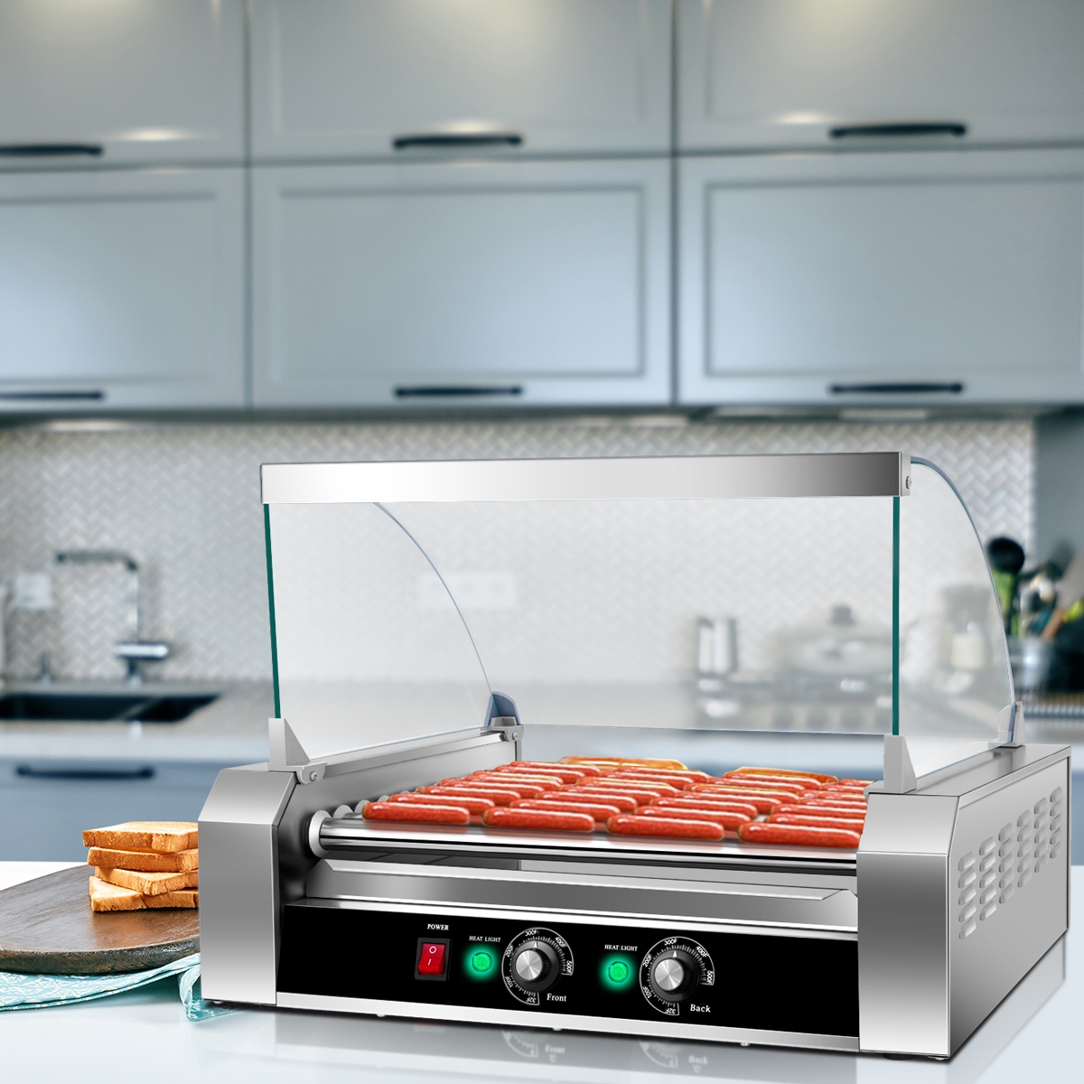 Stainless Steel Commercial 11 Roller Hot Dog Grill Cooker, Cooks 30 Hot Dogs, Electric Sausage Machine For Concession Stainless Steel Commercial 11 Roller Hot Dog Grill Cooker, Cooks 30 Hot Dogs, Electric Sausage Machine For Concession