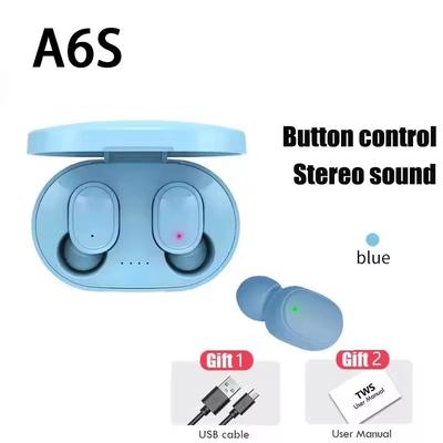 TWS A6S Wireless Bluetooth Earbuds With Mic And Noise Cancelling For Android Devices blue