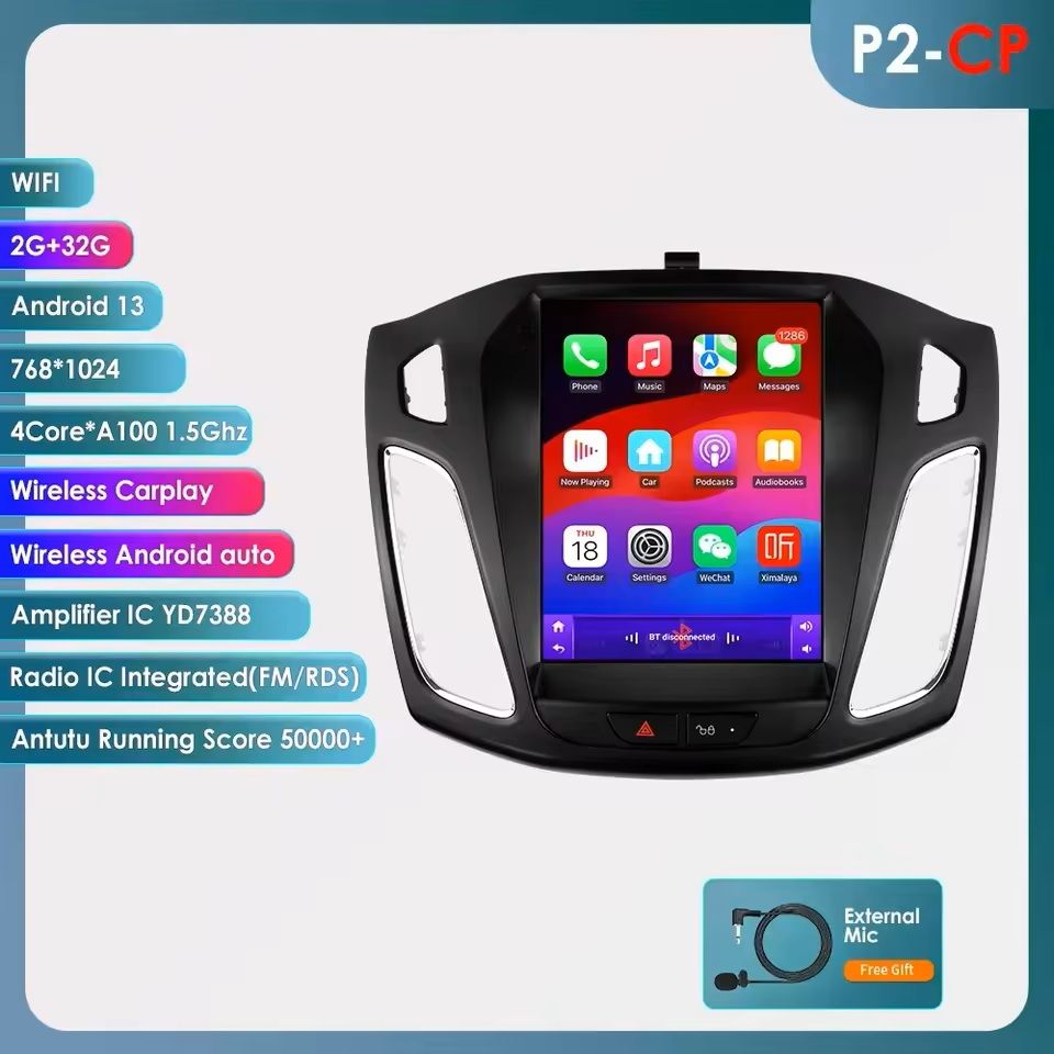 9.7 Inch Android Car Multimedia Player With GPS And CarPlay For Ford Focus p2 Cp 4core 2g 32g