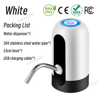 USB Rechargeable Portable Water Dispenser Pump, Mini Automatic Drinking Water Pump For 5 Gallon Bottles With BPA Free white