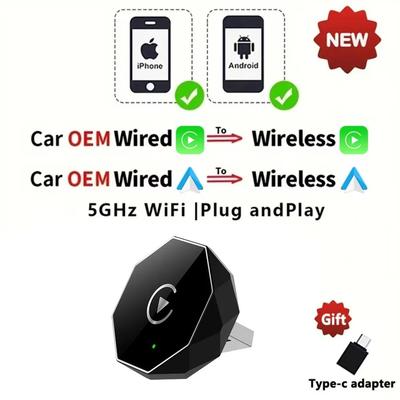 CarPlay Wireless AI Box Adapter With Android Auto 5G Smart Dongle For IPhone And Android Devices type D