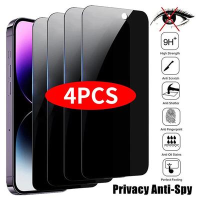 4PCS Privacy Screen Protector For IPhone Anti Spy Tempered Glass For IPhone HD Clear & Scratch Resistant for Iphone 14 Pro 4pcs Privacy Glass