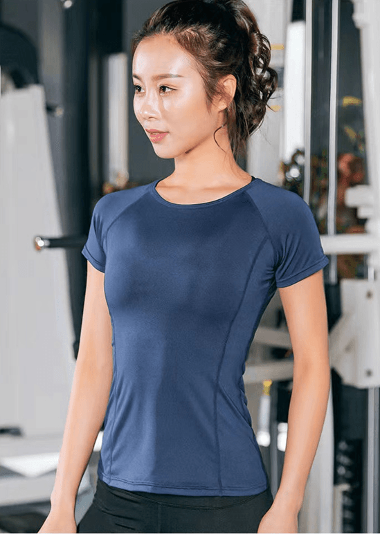 Womens Plus Size Sports T Shirt Breathable Yoga Top For Fitness And Running xl blue